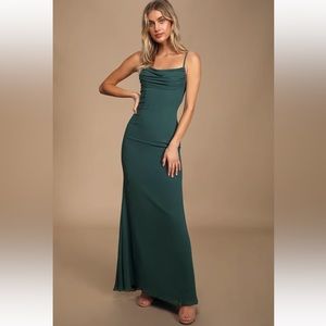 Lulu's Emerald Green Cowl Neck Maxi Dress